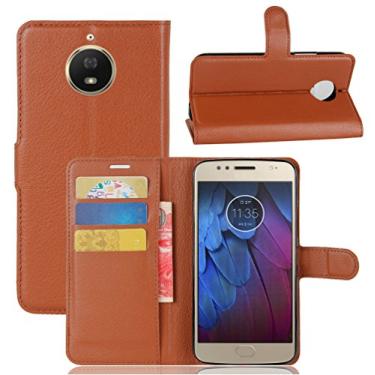 Imagem de Capa para Moto G5S Plus, carteira flip de couro PU premium com compartimento para cartão, suporte e fecho magnético [capa interna de TPU à prova de choque] Compatível com Moto G5S PLUS