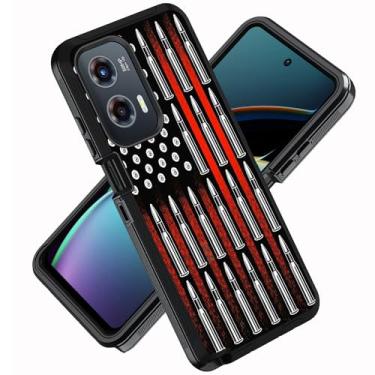 Imagem de ZXHSBROK Capa para celular Moto G Stylus 5G 2024, 3 camadas resistentes à prova de choque para Motorola Moto G Stylus 5G 2024, bandeira americana e balas