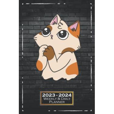 Imagem de Weekly & Daily Planner 2023-2024: Softcover, 6x9 | One Week on a Double Page | From Sunday to Saturday | Cat Pet Animals | qx1