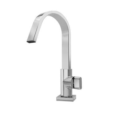 Imagem de Torneira Cozinha Pia Bancada Alta Quadrada Cromado Luxo Metal 1/4 De V