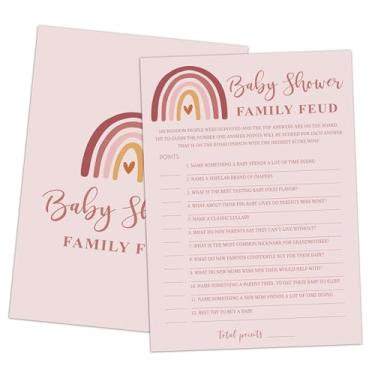 Imagem de Baby Shower Family Feud Game - Pacote com 30 cartas de jogo, 1 chave de resposta, jogo de chá de bebê arco-íris para meninos e meninas, decorações de chá de bebê, suprimentos de jogo de feud de