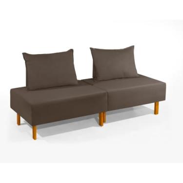 Imagem de Base Cama Box Solteiro com Colchão Dobrável 3 em 1: Cama Dobrável, Sofá Cama e Cadeira Espreguiçadeira Portátil para Camping com Encosto Removível Marrom