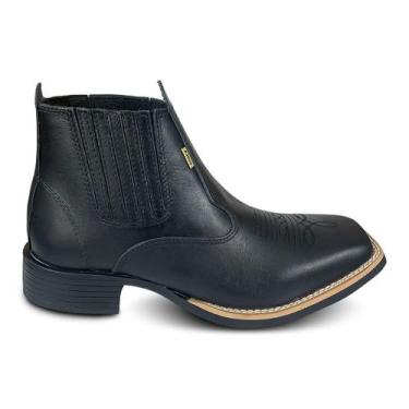 Imagem de Botina Masculina Para Trabalho De Couro Bico Quadrado F1000, Preto, 41