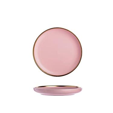 Imagem de Prato de serviço 25,7 cm prato de jantar de cerâmica elegante fosco prato de sobremesa redondo para salada macarrão bife e suishi, pratos seguros para micro-ondas e lava-louças (cor: cinza, tamanho