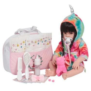 Imagem de Bebê Reborn Realista Menina Roupão Unicórnio Kit Completo - Cegonha Re