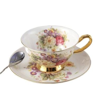 Imagem de Caneca Pastoral Floral Osso Xícara de Chá Pires Conjunto de Colher 200ml Café Cerâmica Xícara de Café Elegante Avançada Porcelana Xícara de Chá Dropshipping Caneca de Café (Cor: 1 xícara)