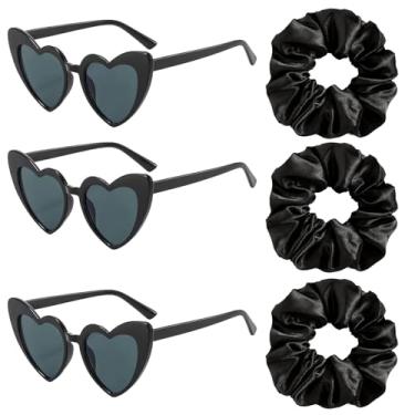 Imagem de Conjunto de 3 laços de cabelo de cetim preto para dama de honra Scrunchies para despedida de solteira, chá de panela, chá de panela, presente para lembrancinhas de festa de casamento, presentes de