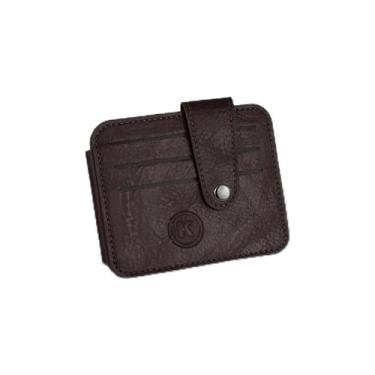 Imagem de Carteira fina para homens, carteira portátil de poliuretano com porta-cartões, carteira compacta para homens, viagens diárias de compras, Marrom escuro, Casual