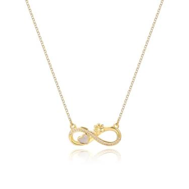 Imagem de GZJGOGO Colar de ouro 14K para mulheres moderno, delicado flor infinito, colares com pingente de infinito, joia simples para ela, Aço inoxidável, Sem Pedra Preciosa