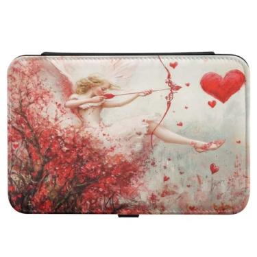 Imagem de Burbuja Caixa de joias de viagem para tiro de cupido dos namorados, presente para mulheres e meninas, estojo de joias portátil de couro PU organizador para brincos, anéis, colares e pulseiras