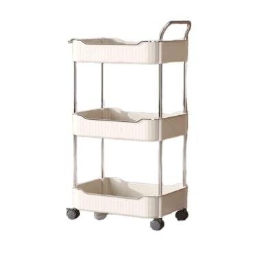 Imagem de Rack de armazenamento multiuso com rodízios e alças - Organizador de carrinho de montagem fácil para cozinha, banheiro, sala de estar, escritório, varanda (36 x 26 x 69 cm)