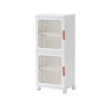 Imagem de Armário de armazenamento estreito com portas e prateleiras, caixas de armazenamento altas para banheiro com prateleira ajustável, prateleiras de papel higiênico organizadoras, caixa de plástico