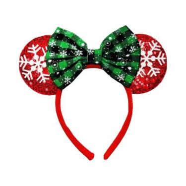 Imagem de Tiara De Natal Com Lantejoulas Em Forma De Floco De Neve Do Mickey Mou