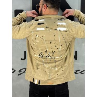 Imagem de Jaqueta Masculina Premium Estampada 4k Relax - JST Jeans, Caqui, M