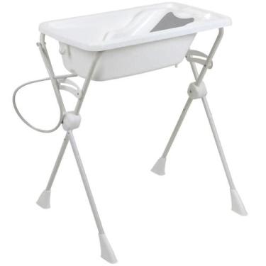 Imagem de Banheira para Bebe Com Suporte E Redutor Kit Banho Branca - Burigotto