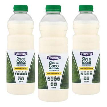 Imagem de Kit 3 Óleo De Extra Virgem Coco Vitorena 900ml