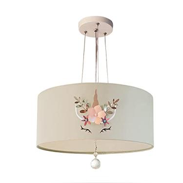 Imagem de Lustre Pendente Infantil Unicórnio Cúpula Cinza 30x15 2E27