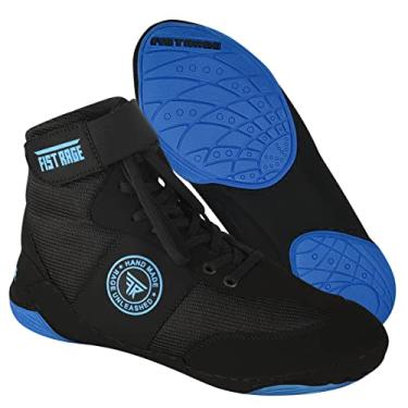 Imagem de FISTRAGE Tênis de luta livre, esportes de luta, treinamento, malha, unissex, Pro masculino e jovem, bota genuína leve | Sapatos de boxe de cor preta para adultos, Azul e preto, 10.5 Women/9 Men