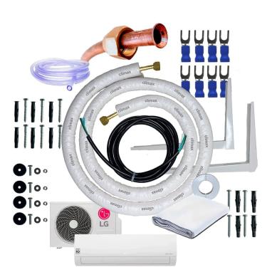 Imagem de Kit Completo Para Instalação De Ar Condicionado LG Dual Inverter 18000 Btus 1/4 x 1/2 5 Metros  Com Suporte 450mm