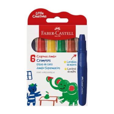 Imagem de Giz de Cera Jumbo Little Creatives, Faber-Castell, Supermacio, Grosso, Infantil, Pré-escola, 6 Cores