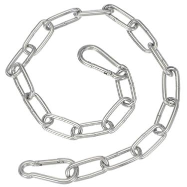 Imagem de PATIKIL Corrente de fitness de 1,5 x 50,8 cm, corrente de cadeira giratória para varanda, extensão de fitness, kit de ferragens para rede de transporte, trava de corrente para saco de pancadas, cerca