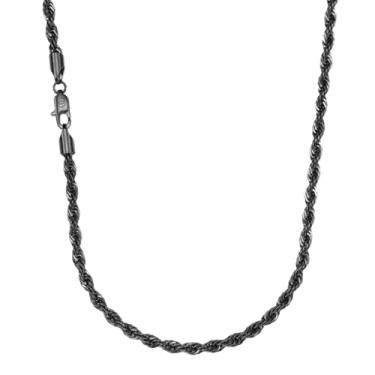 Imagem de LOOPE COLLECTIVE Corrente de corda masculina - ouro 14K, aço inoxidável 304, preto acetileno, 4mm-23.5", Sem Pedra Preciosa