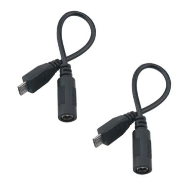 Imagem de Ruiwaer 2 peças de conector macho DC preto para micro USB B adaptador de conector DC curto 5,5 mm x 2,1 mm para cabo de alimentação micro USB ou lâmpada de mesa LED, ventilador pequeno etc. Outros