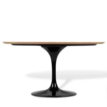 Imagem de Mesa De Jantar Tulipa Saarinen Oval 244x137 Cm Tampo Imbuia Base Branca