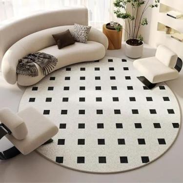 Imagem de Tapete redondo minimalista francês, tapete grande para sala de estar, cadeira de quarto luxuosa e leve (300x300 cm/pilha circular-D)