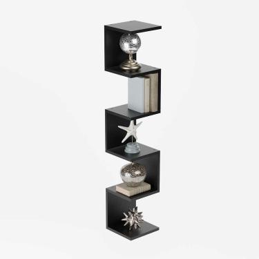 Imagem de Prateleira De Canto Lyra 5 Nichos Decorativos Preto Para Sala Quarto Livros