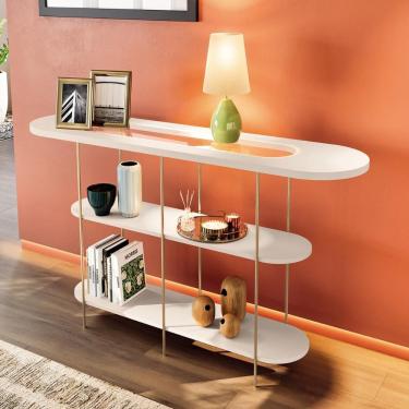 Imagem de Aparador Buffet Infinity Com Pés Em Aço E Detalhe Em Vidro Off White