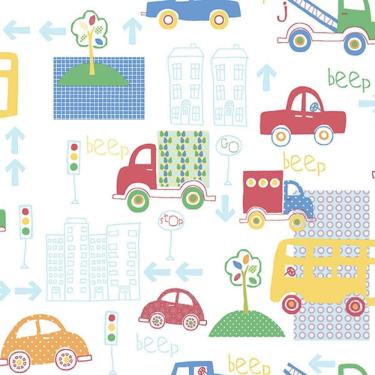 Imagem de Papel De Parede Just 4 Kids Carros G56010 - Rolo 10m X 0,52m