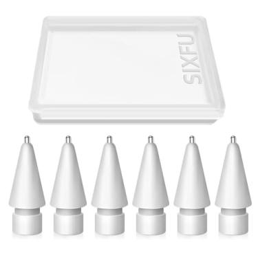 Imagem de SIXFU 6 pontas de lápis de substituição para Apple Pencil, acessórios duráveis para iPad Pro/Apple Pencil Pro/USB-C/ 1ª geração/2ª geração (comprimento médio)