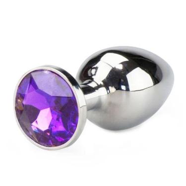 Imagem de Plug Anal Jóia com Cristal em Metal Grande Roxo - Sexy Import