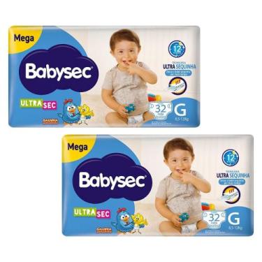 Imagem de Kit 2 Fraldas Babysec Galinha Pintadinha Ultrasec Mega Tamanho G 32 un