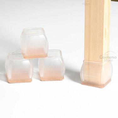 Imagem de Kit 12 Protetores Pés De Cadeira Silicone Quadrado 3,0-4,5cm - Ferora 