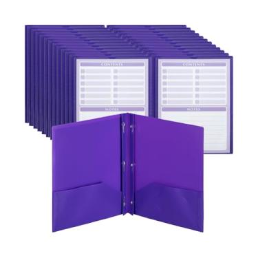 Imagem de Mr. Pen - Pastas de plástico com bolso frontal transparente, 5 peças, cores pastel, pastas de arquivo com fixadores para documentos, todas as pastas roxas de 24 arquivos