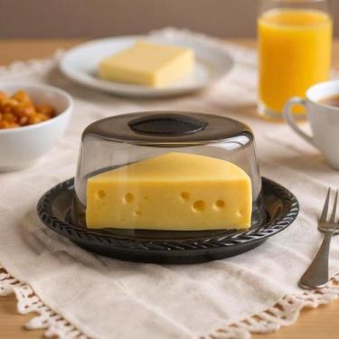 Imagem de Porta Queijo Fume Decorada Trança Com Tampa Para Mesa 16cm - Keita