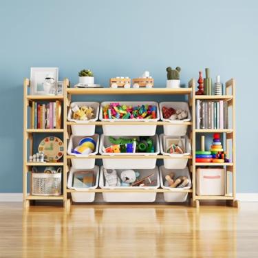 Imagem de SpaceAid Organizador grande de armazenamento de brinquedos, 9 prateleiras, 9 compartimentos, organizador de brinquedos, estante de brinquedos para quarto, sala de jogos, decoração de quarto, branco