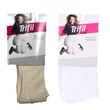 Imagem de Meia calça algodão trifil  bege e branca tam. P