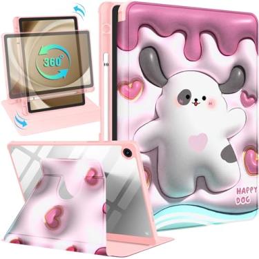 Imagem de Kidcube Capa para Samsung Galaxy Tab A9 Plus de 28 cm para mulheres, meninas, crianças, capa fólio fofa com suporte para lápis, desenho kawaii, desenho animado, suporte giratório para tablet Tab A9+
