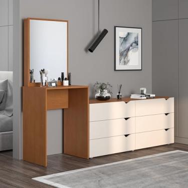 Imagem de Cômoda Penteadeira 6 Gavetas com Espelho Porto