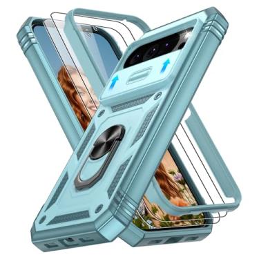 Imagem de Capa para Google Pixel 10 Pro XL com 2 películas protetoras de tela, suporte giratório de 360°, capa protetora de grau militar para celular Google 10 Pro XL, verde