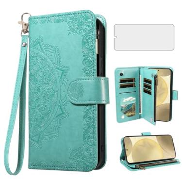 Imagem de Asuwish Capa de telefone para Samsung Galaxy S24/S25 5G capa carteira celular com protetor de tela de vidro temperado e flor flip porta-cartão de crédito suporte suporte S 24 24S 25 25S G5 SM-S931U