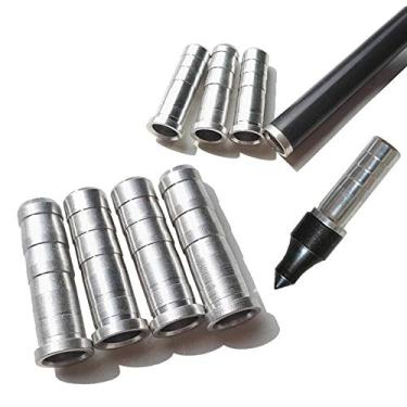 Imagem de Jwelesy 12 peças de inserções de alumínio para flechas de carbono de 6,0 mm/6,2 mm/7,6 mm, inserções de pontas de flecha para besta se encaixam em inserções de arco recurvo composto para pontas de