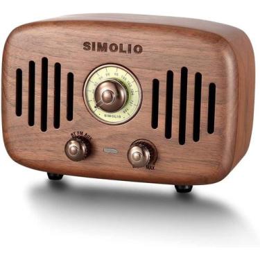 Imagem de Alto-falante Bluetooth SIMOLIO Vintage Radio Retro 2x8W Stereo