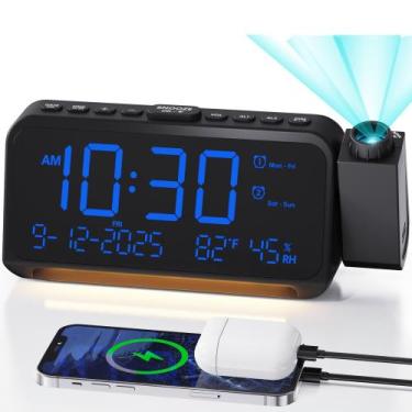 Imagem de Despertador de projeção Roxicosly com volume e temperatura de 118 dB