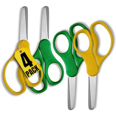 Imagem de 1InTheOffice Tesoura de ponta cega para crianças, tesoura de 12 cm, tesoura infantil de aço inoxidável, destros e canhotos, pacote com 4