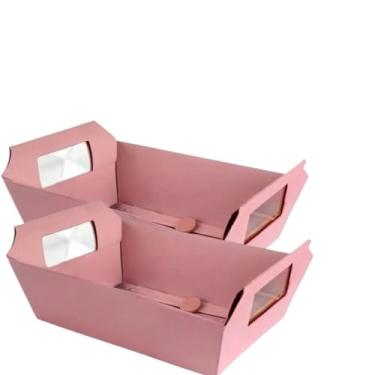 Imagem de Kit 10 Cestinhas de Papel Coloridas 18x12x5cm – Para Presentes, Chocolates, Lembrancinhas e Decoração do Dia das Mães (Rosa,20 UNIDADES)
