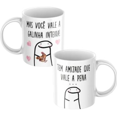 Imagem de Caneca Xicara de Porcelana Personalizada Meme Flork Amizade melhor amigos